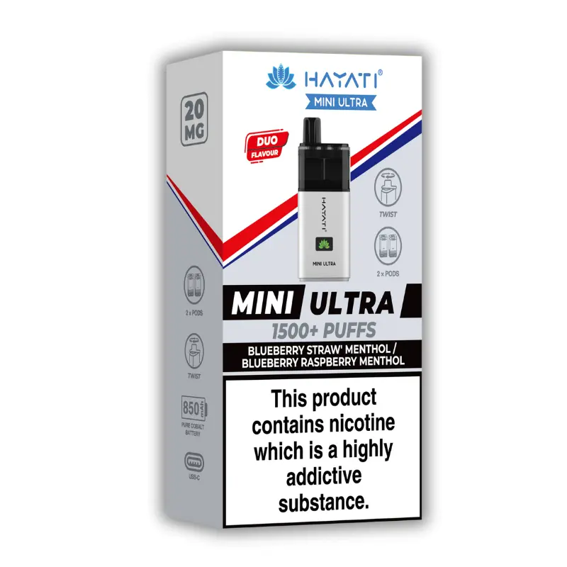 Blueberry Straw’ Menthol / Blueberry Raspberry Menthol Hayati Mini Ultra