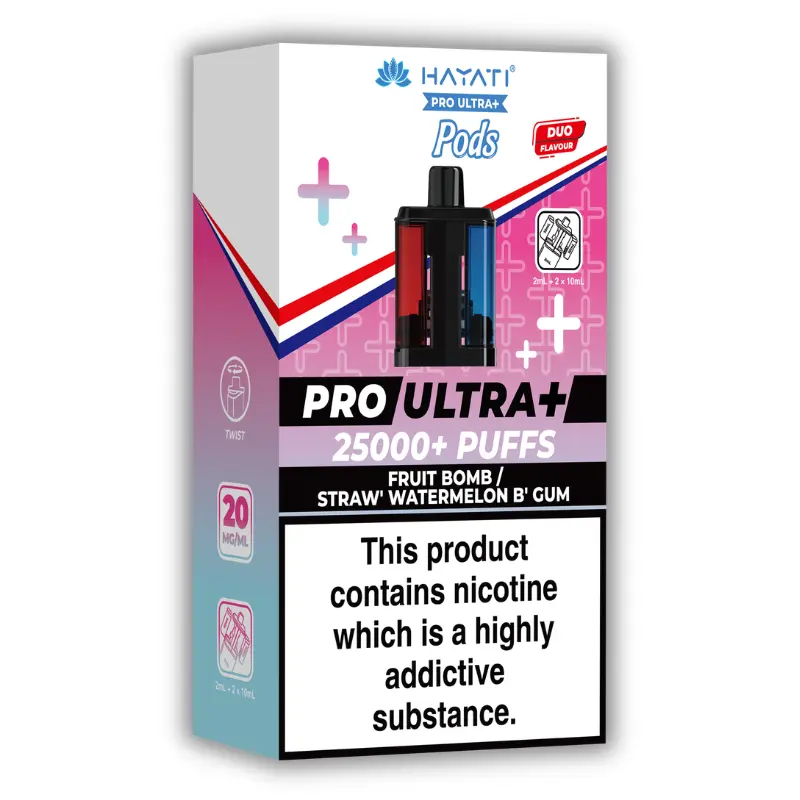 Fruit Bomb/Straw’ Watermelon B’Gum Hayati Pro Ultra Plus 25K Pods