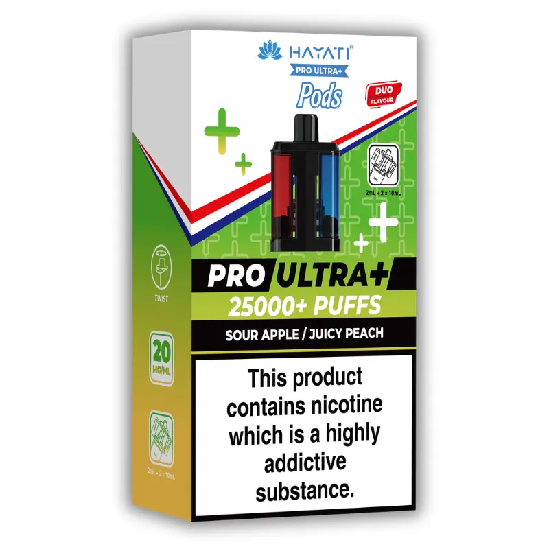 Sour Apple/Juicy Peach Hayati Pro Ultra Plus 25K Pods