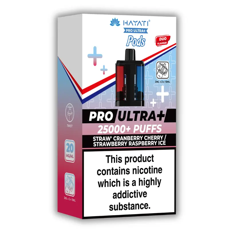 Straw’ Cranberry Cherry/Strawberry Raspberry Ice Hayati Pro Ultra Plus 25K Pods